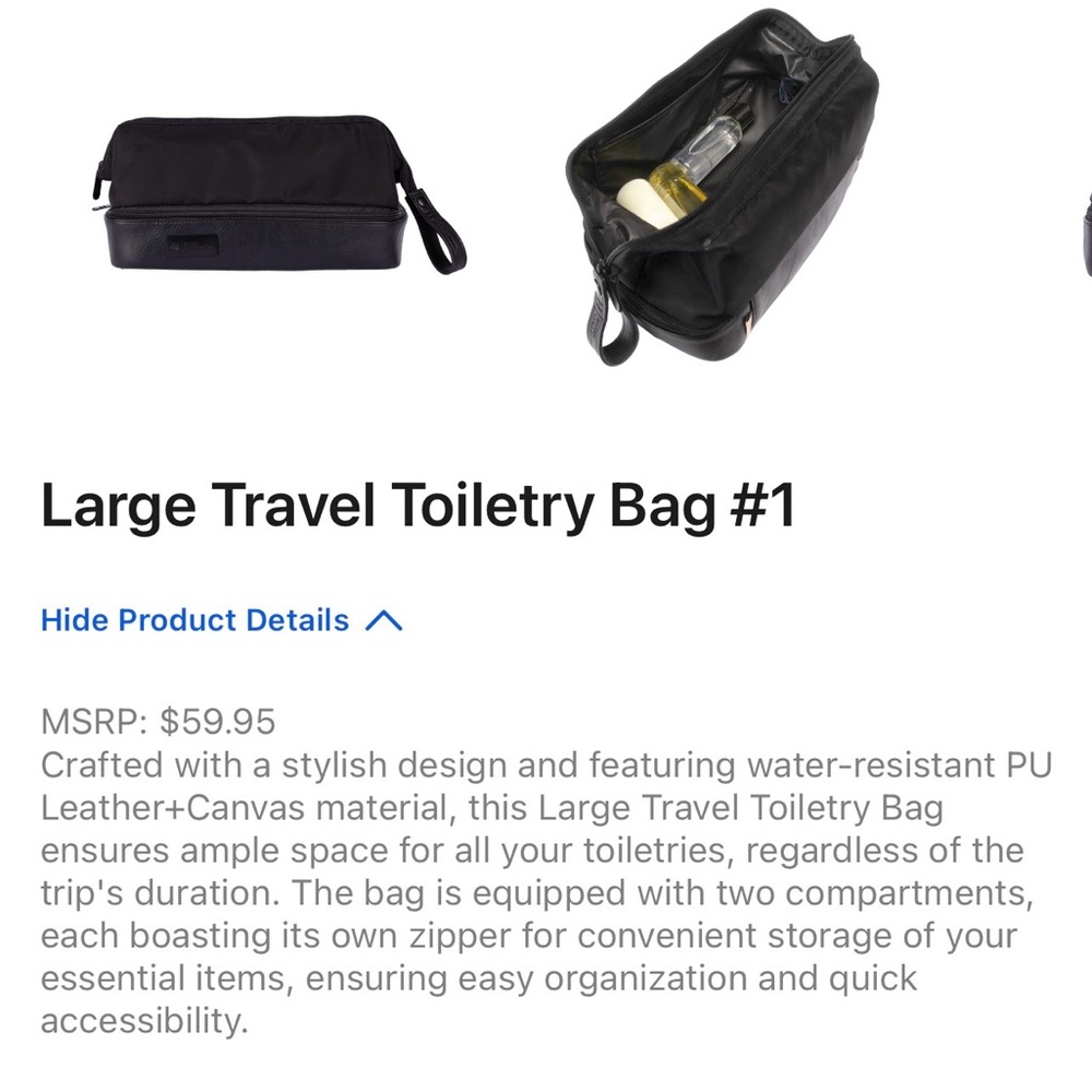 Black leather  Men's Travel Bag - Picture 5 of 5